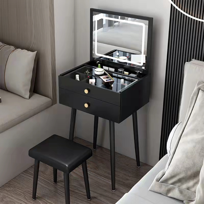Modern Dressing Table Flip Cover Saves Space  Suitable For Small Apartment