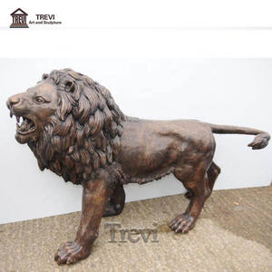 Escultura de León Acostado de Bronce Fundido, Estatua de Animales de Metal de Tamaño Real para Exteriores, Marca TREVI, en Venta - Product Image 6