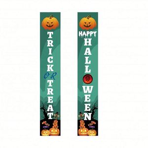 ชุดป้ายตกแต่งระเบียงสำหรับวันฮาโลวีน พร้อมป้ายข้อความ Trick or Treat และ Happy Halloween พร้อมป้ายรูปผี แม่มด และหินหลุมศพ สำหรับตกแต่งประตูหน้าบ้าน - Product Image 2