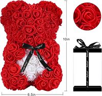 Boneka Beruang Buatan yang Menggemaskan dengan Mawar Buatan - Hadiah Terbaik untuk Hari Valentine, Hari Ibu, Hari Jadi, Ulang Tahun