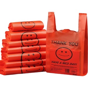 Custom Durable HDPE Food Grade Supermarket Bags with Gravure Printing Smile Logos for Reusable Shopping Packaging Delivery Bag