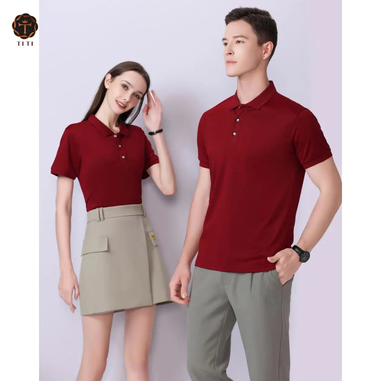 Toptan özel ipek polyester nakış logosu Polo gömlekler yüksek kalite düz Golf Polo t-shirt özel bordo Polo gömlekler