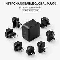 Chargeur rapide GaN 65W USB-C PD, chargeur mural double port, protection OTP, adaptateur secteur pour ordinateur portable et téléphone