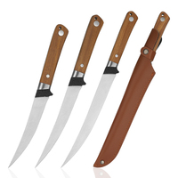 Couteau de cuisine en acier inoxydable antidérapant à revêtement noir personnalisé japonais avec manche en bois de teck couteaux de cuisine de pêche