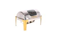 Buphex 723CGH-1 Deluxe Rechteck Chafer Edelstahl Roll Top Gold Chafing Dish für Catering Küche Hotel Restaurant Buffet
