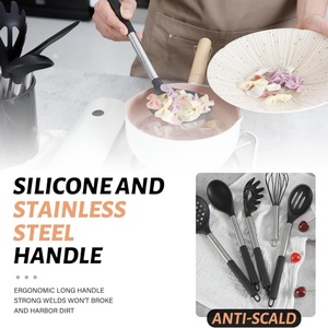 28-Piece Heat-Resistant Non-Stick <b>Silicone</b> Kitchen Utensils Set with Stainless Steel Handle for Cooking & Serving Fish - Product Image 3