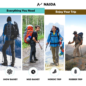NASDA OEM/ODM Bastones alluminio Senderismo cannocchiale da Trekking con manopole gommate, bastoni da passeggio bastoni di canna - Product Image 6