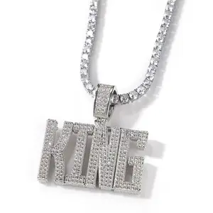custom iced out cz diamond micro paved ceo king sublimation capital letters name pendants personalized jewelries