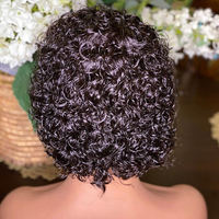 Perruque Pixie Bouclée 360 HD Lace Frontale Complète en Cheveux Humains Naturels, Perruque Sans Colle en Dentelle Frontale HD Transparente, Dentelle Suisse