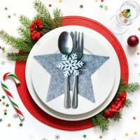 Napperons de Noël en feutre pour la maison, en forme d'étoile et d'arbre, pour la table, décorations de table
