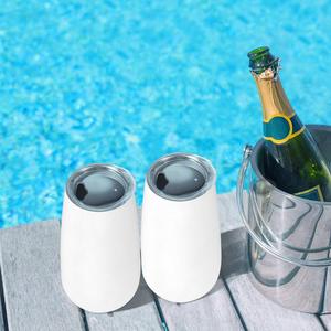 Leopard print flutes champagne no foot double tumbler insulated with lips 6 OZ unbreakable stainless steel Gold cups - Product Image 1