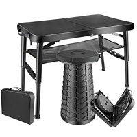 Ensemble table et tabourets pliables, légers, portables, réglables en hauteur, faciles à nettoyer, en plastique, pour extérieur