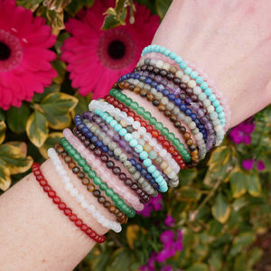 Pulseras de Cuentas de 4mm con Poder Curativo de Reiki, Joyería de Piedras Preciosas de Cristal para Aliviar el Estrés y la Ansiedad, Pulseras Redondas Naturales - Product Image 1