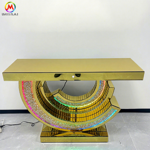 Table console en diamant miroir doré LED <span class=keywords><strong>pour</strong></span> salon, hôtel, mariage - Product Image 1