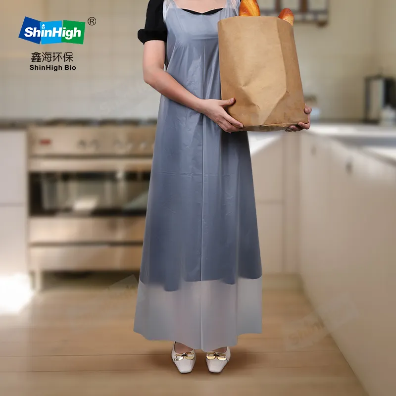 Customized oil stain-proof biodegradable apron disposable waterproof durable compostable apron for kitchen working