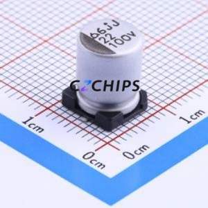 Condensateur électrolytique en aluminium SMD BXJ100V22UF8*10, SMD, D8xL10mm 22uF 20% 100V 160mA-100kHz - Product Image 1
