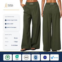 Pantalon large à poches latérales avec logo personnalisé, taille bicolore très élastique, fabricant OEM/ODM en gros de vêtements de sport