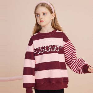 Felpa a Maniche Lunghe per Ragazzi e Ragazze, Maglia Base con Collo Tondo per Bambini Più Grandi, Pullover Sportivo a Righe con Fodera in <span class=keywords><strong>Pile</strong></span>, Tinta in Capo - Product Image 4