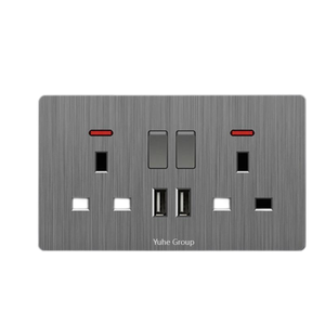Interrupteur mural britannique avec panneau tactile, matériau PVC, prise de courant 13A, prise USB universelle type C, charge rapide 18W - Product Image 2