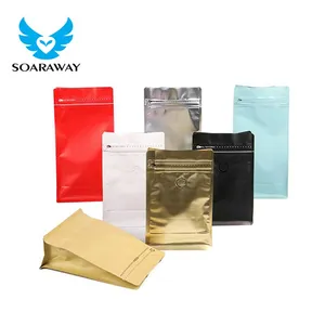 Coffee Foil Bag Custom Aluminum Foil Flat Bottom Zipper Coffee Packaging Bag With Valve