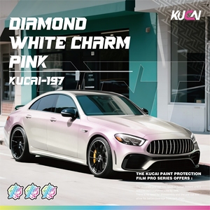 ฟิล์มไวนิลหุ้มรถยนต์ KUCAI สีขาวประกายเพชรชมพู PVC ติดตั้งง่าย ไม่มีฟองอากาศ พร้อมคุณสมบัติเปลี่ยนสีสำหรับตัวถังรถ - Product Image 1