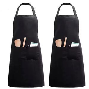Waterproof Cotton <b>Bib</b> Polyester Chef Blank Black Restaurant Kitchen Cooking Apron with Logo Custom for Man and Woman - Product Image 3