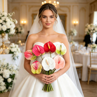 Fleur artificielle d'anthurium à longue tige en PU, toucher réel, pour la décoration florale, les hôtels et les mariages - Vente en gros par le fabricant DKB