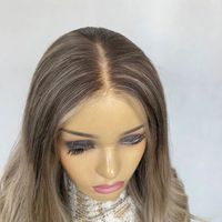 Perruque Lace Front Ombrée Châtain Cendré Ondulée, Sans Colle, Résistante à la Chaleur, avec Ligne de Cheveux Pré-Plumée