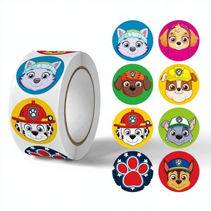<strong>Paw</strong> <strong>Patrol</strong> PVC Self-Adhesive <strong>Stickers</strong> Gift Pack 500 Sheets 1 Roll Packaging Tape Sealing Round Shape Cross-Border Wholesale - Product Image 3