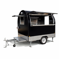 Remorque alimentaire remorquable à cadre en aluminium, chariot mobile multifonctionnel pour café, glaces, restauration rapide, style vintage classique intégré
