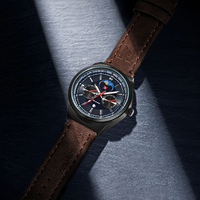 Montre-bracelet à quartz de luxe NS Never Stop N923 pour homme, avec date, aiguilles lumineuses, bracelet en cuir, étanche, calendrier