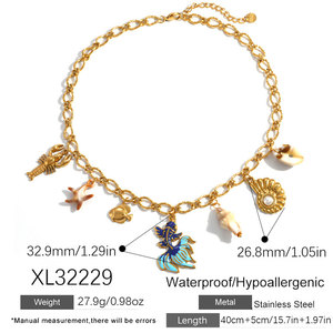 Colliers pendentifs mode hawaïenne d'été en acier inoxydable 316L, bijoux plaqués or PVD 14k 18k, collier poisson de mer pour femme - Product Image 6