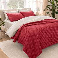 Ensemble de couvre-lit léger, alternative au couvre-lit matelassé - Couvre-lit matelassé toutes saisons ROUGE