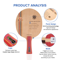 Lame de tennis de table en bois d'érable pur 7 plis, légère, type contrôle, lame de ping-pong, logo personnalisé