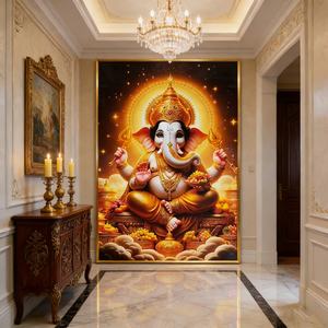 Pintura Decorativa de Pared de Porcelana de Cristal para Sala de Estar Moderna, Estatua Dorada de Elefante con LED, Personalizada al por Mayor - Product Image 3