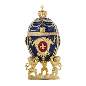 Caja de baratija de huevo de León de corona de tamaño pequeño, regalos de invitación de boda, caja de regalo creativa de huevo de <span class=keywords><strong>Faberg</strong></span>é de Pascua - Product Image 1