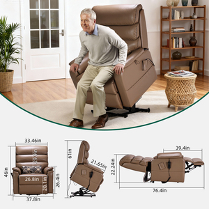 เก้าอี้ปรับเอนไฟฟ้า Tecforcare สำหรับผู้สูงอายุ พร้อมฟังก์ชั่นนวด ปรับเอนราบแบบไร้แรงโน้มถ่วง เก้าอี้โรงพยาบาลพร้อมระบบทำความร้อน เก้าอี้ปรับเอนแบบโซฟา เฟอร์นิเจอร์สำหรับผู้สูงอายุ - Product Image 4