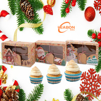 Boîte en papier kraft écologique portable personnalisée avec fenêtre en PVC pour biscuits, gâteaux, bonbons, pâtisseries, cadeaux, fêtes, emballages de Noël