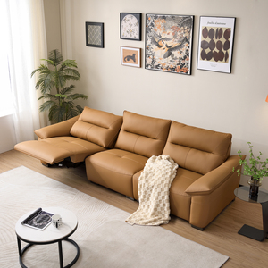Divano Letto Elettrico Reclinabile in Pelle, Design Europeo Salvaspazio, 3 Posti, Telaio in Legno Massello Pieghevole per Soggiorno - Product Image 5