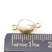 Perle baroque 14-16 mm avec attache ovale en laiton plaqué or pour la fabrication de bijoux