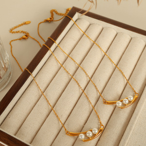 Collar de Perlas para Mujer, Cadena Dorada Minimalista, Perla Blanca AAA, Cadena para Clavícula, Uso Diario - Product Image 1