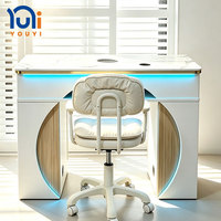 Table de Manucure LED Moderne et Chaise Assortie, Écologique, Durable, Facile à Nettoyer, Plateau en Bois Grand Format pour Salon de Manucure – Vente Flash