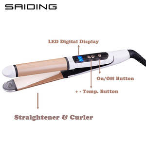 Cepillo alisador <span class=keywords><strong>de</strong></span> <span class=keywords><strong>pelo</strong></span> con calentador PTC profesional 2 en 1, <span class=keywords><strong>rizador</strong></span> alisador con herramientas <span class=keywords><strong>de</strong></span> estilismo <span class=keywords><strong>de</strong></span> hierro plano - Product Image 3