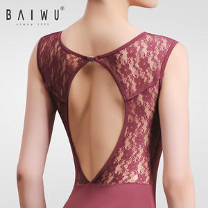 Baiwu-justaucorps de danse sans manches, pantacourt en dentelle, joli dos, collection 118141037 - Product Image 6