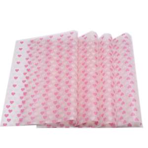 Hojas de Papel Encerado con Patrón de Corazones Rosados, Resistentes a la Grasa, para Envolver Alimentos, Forro para Cestas de Picnic - Product Image 1