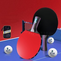 Raquette de tennis de table professionnelle SFSBAT5 - Poignée horizontale droite, 7 plis, bois plein + fibre de carbone, pointe lourde, raquette légère