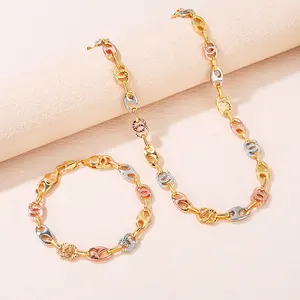 SISIYU Professional Design Benutzer definierte umwelt freundliche Kupfers chmuck Braut Halskette Farbe vergoldet 2 Stück Großhandel