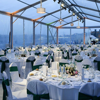 Tente de chapiteau de luxe de 6m/8m/9m/10m de largeur Structure en PVC étanche avec cadre en alliage d'aluminium pour réceptions de mariage fêtes événements