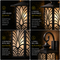 Lanterne murale extérieure Art Déco avec cadre en treillis floral pour l'éclairage de la véranda de la villa