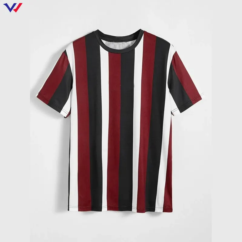 Summer wholesale casual tee tops custom vertical striped men t shirt